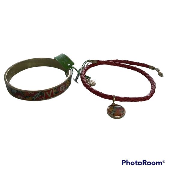 Vera Bradley Bittersweet Floral Bangle And Braided Charm Bracelet Set NWT - Picture 3 of 12
